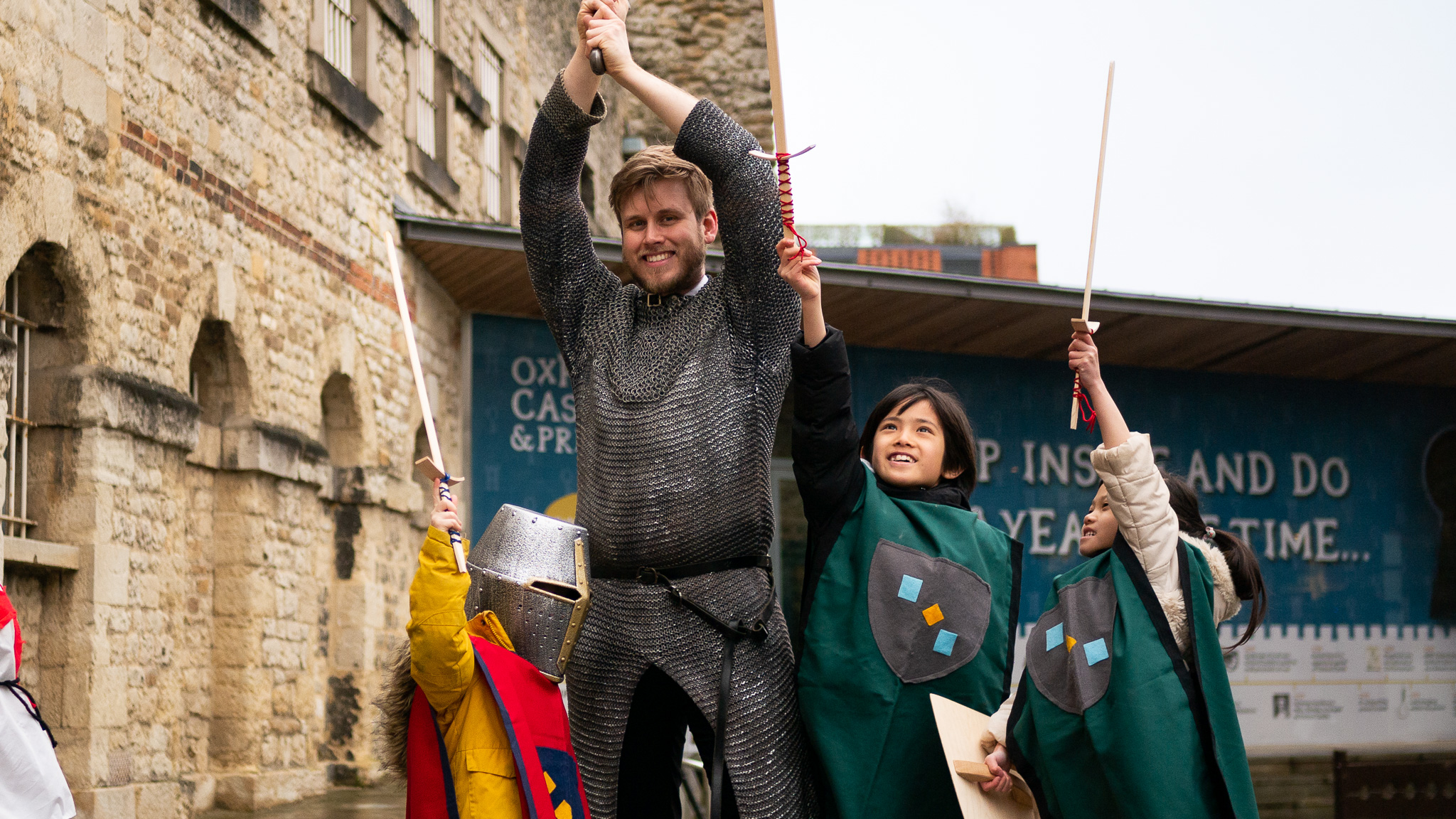 Children Take Part In Knight School In The Castle Courtyard